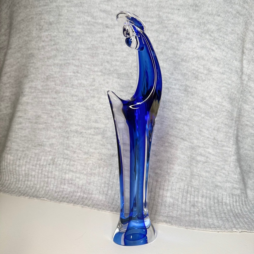 Vintage Cobalt Blue Sommerso Art Glass Abstract Madonna Figurine Sculpture 12.5" - Picture 2 of 11